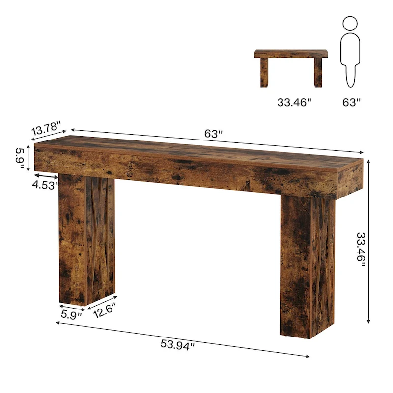 63 Inch Long Console Table Farmhouse Sofa Table
