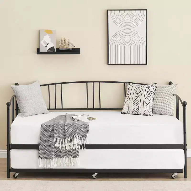 Garvee Twin Metal Daybed and Trundle, Sofa Bed - Room & Joy