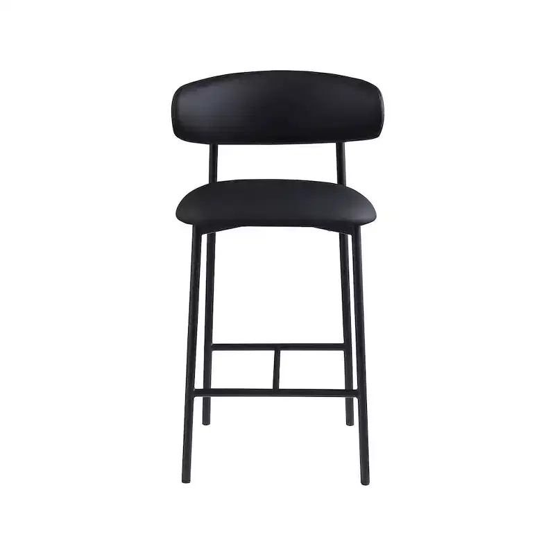 Meridian Furniture,Lupita Black Vegan Leather Counter Stool, Set of 2