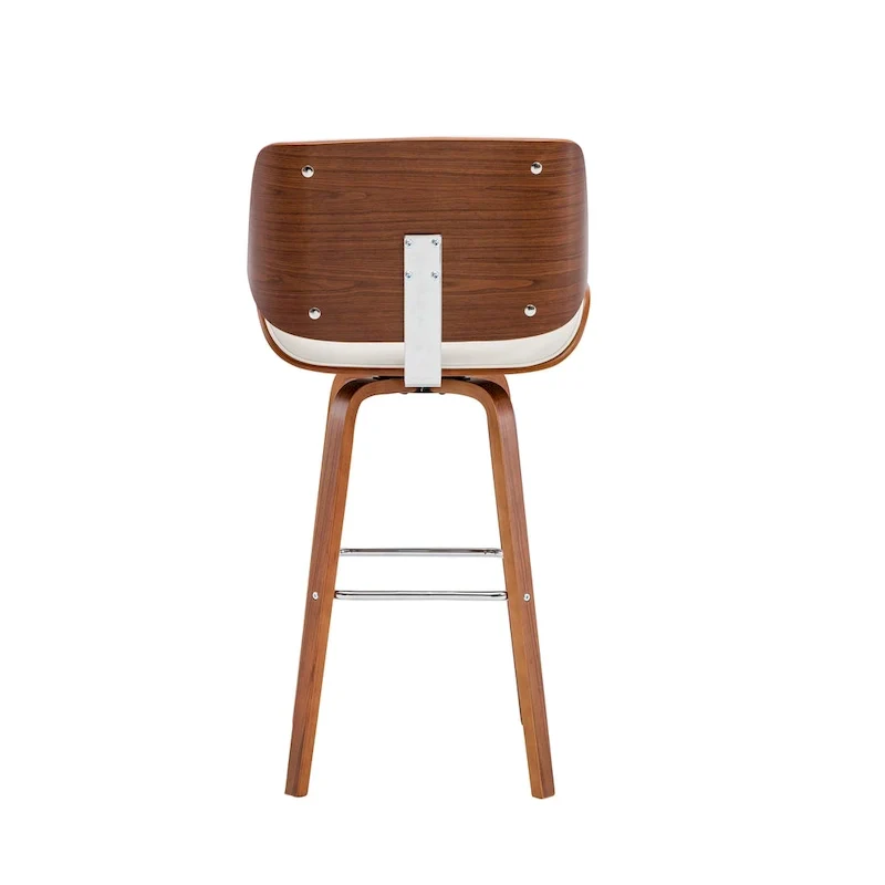 Swivel Counter Stool with PU Leather Seat and Wooden Legs