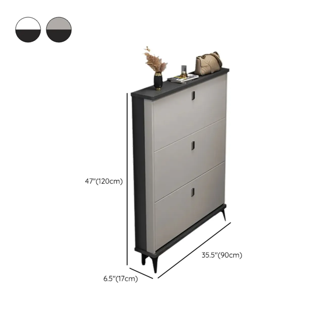 Modern Wood Shoe Cabinet with Adjustable Shelves, Entryway