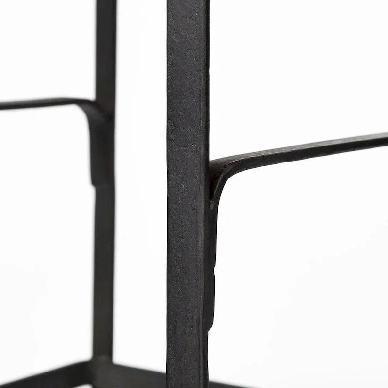Counter Stool with Wood Seat - Low Back Design (Brown & Black)