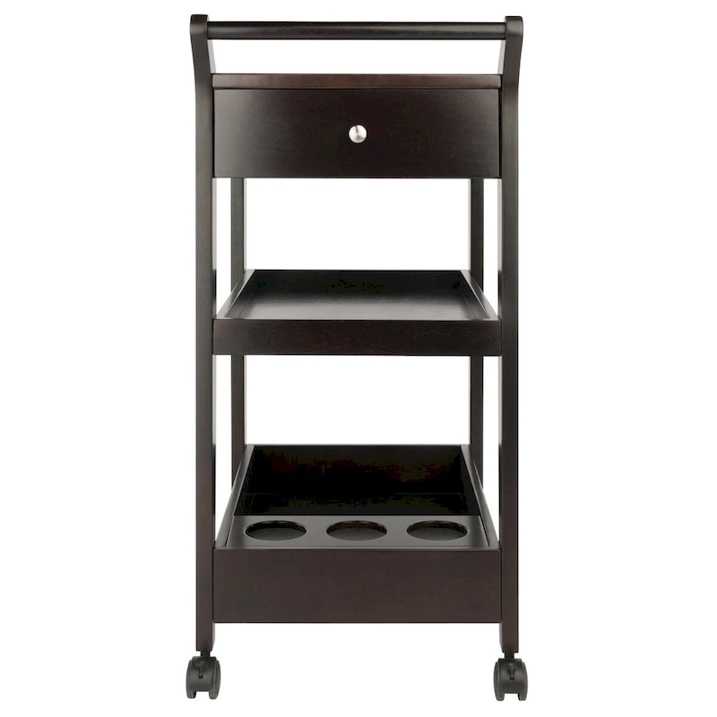 Jeston Entertainment Cart, Espresso - 18.03 x 26.77 x 37.24 inches