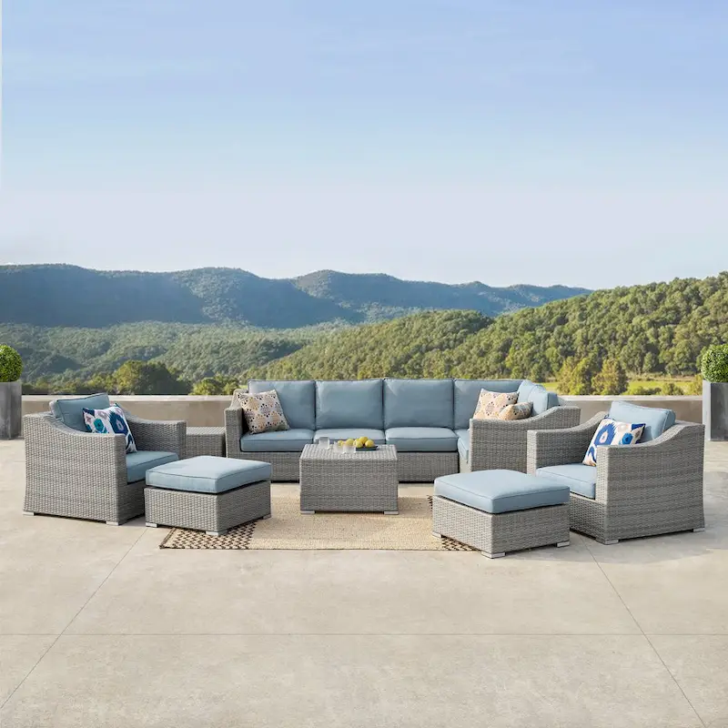 Corvus Martinka 11-piece Grey Wicker Patio Furniture Chat Set