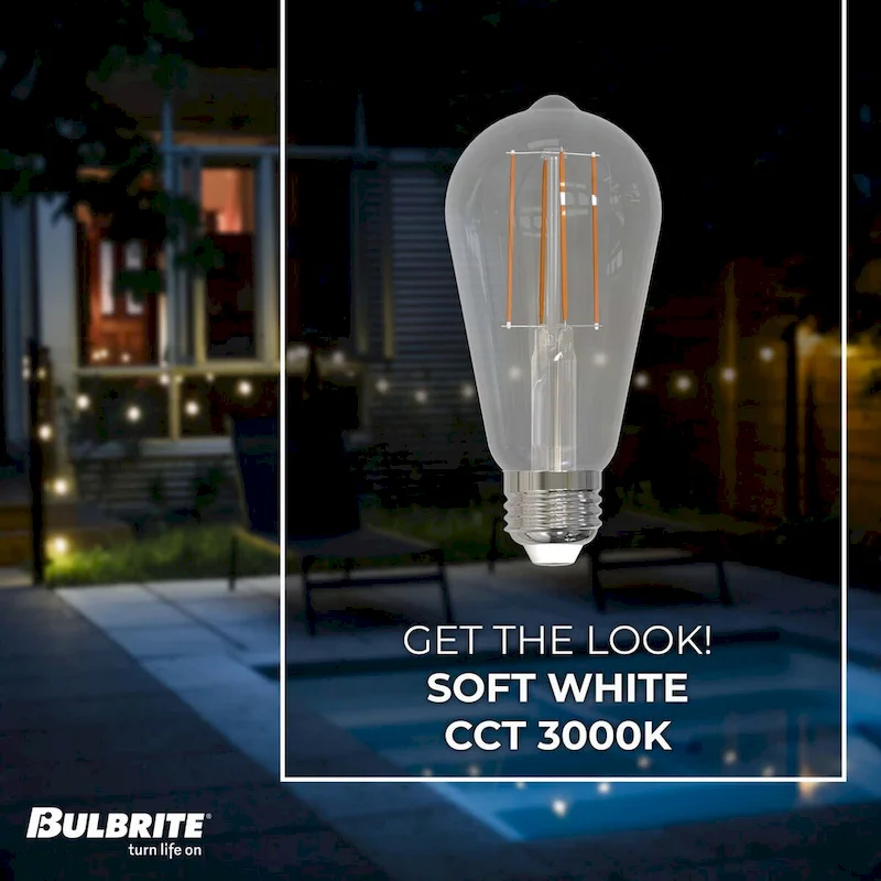 Bulbrite Pack of (8) 7 Watt Dimmable Clear Filament ST18 Medium (E26) LED Bulb