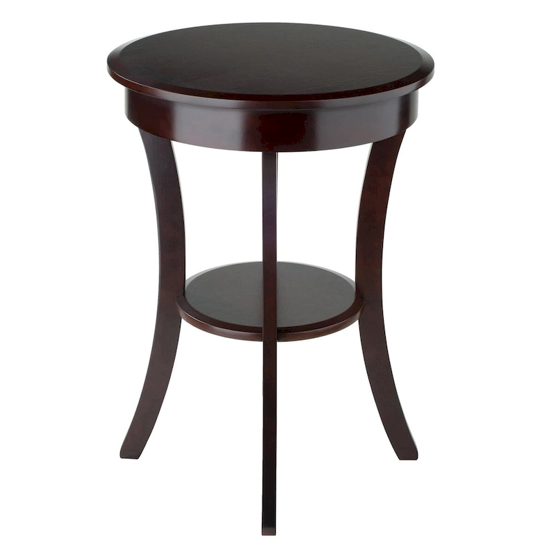 Sasha Round Accent Table, Cappuccino - 20W x 20D x 27H.