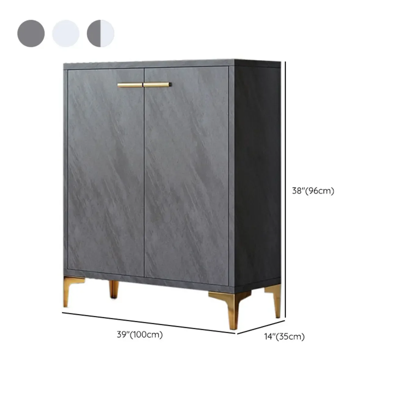 Elegant Grey Wood Hallway Shoe Cabinet with Metal Legs