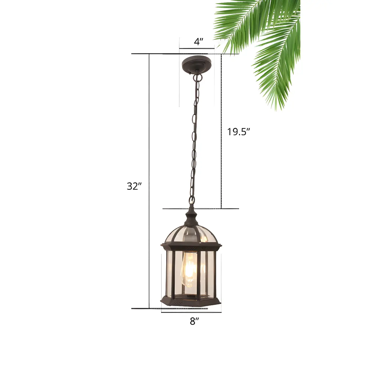 Traditional Outdoor Metal Birdcage Suspension Pendant Light