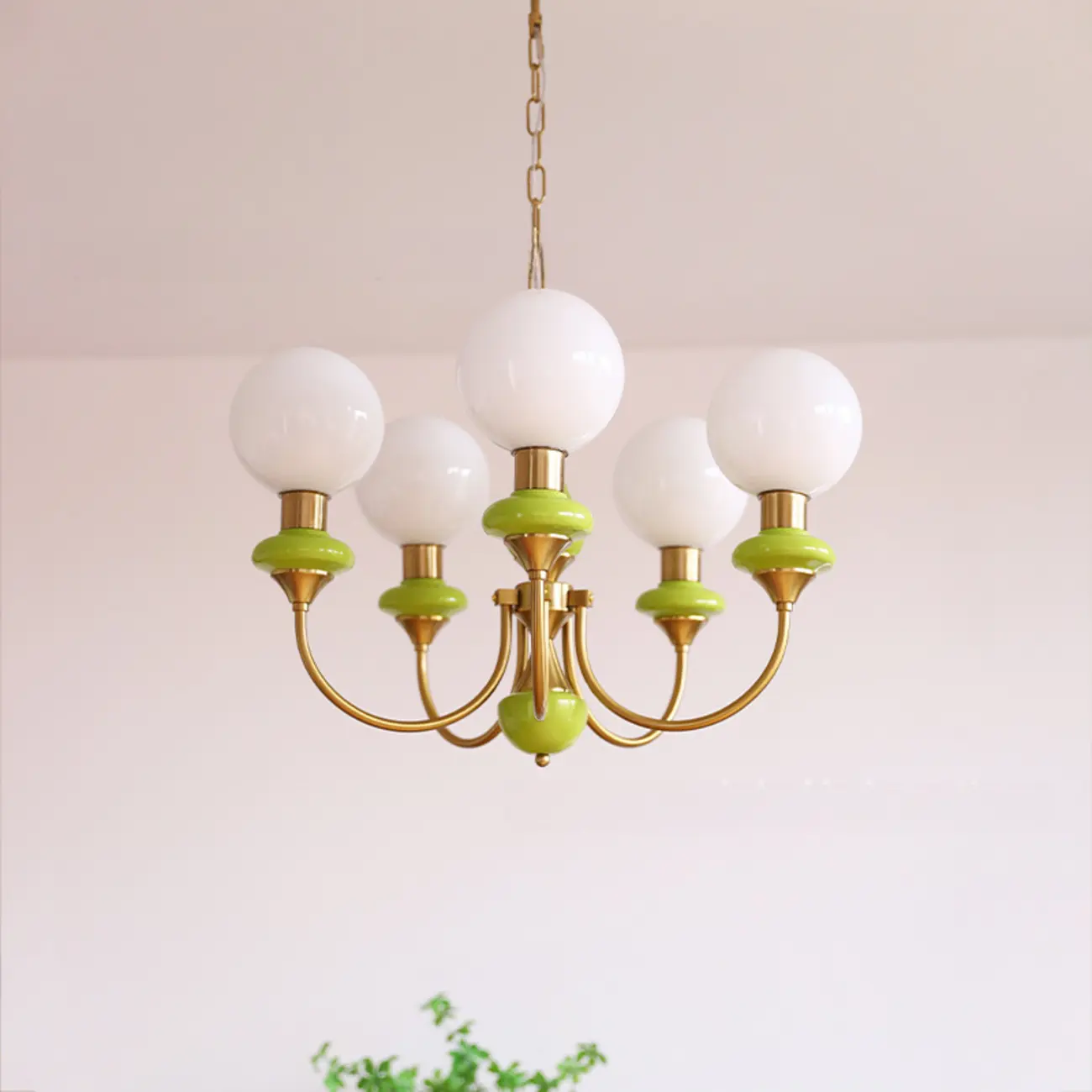 Adjustable Modern Green Globe Chandelier