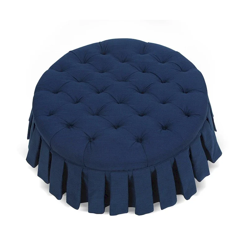 Baruti Tufted Cocktail Ottoman with Pleated Skirt