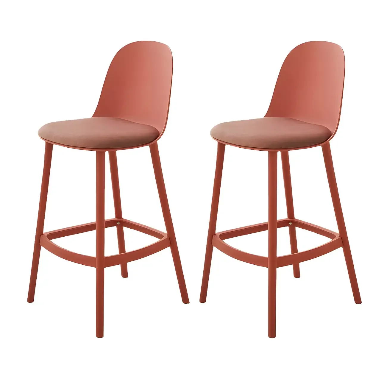 Modern Plastic Upholstered Bar Stool with Footrest