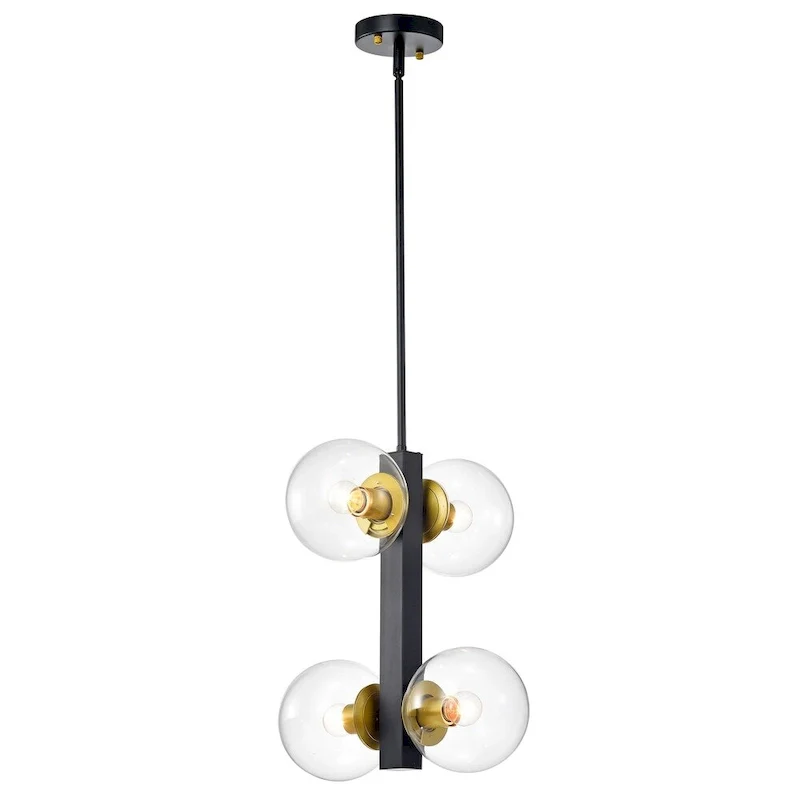 Carson Carrington Ygsbo 4-Light Clear Glass Black Pendant Lamp