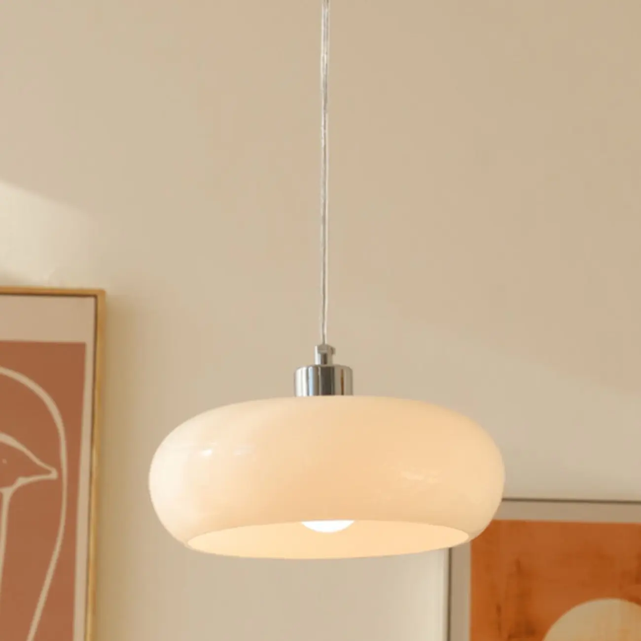 Modern Glass Silver Geometric Kitchen Pendant Light