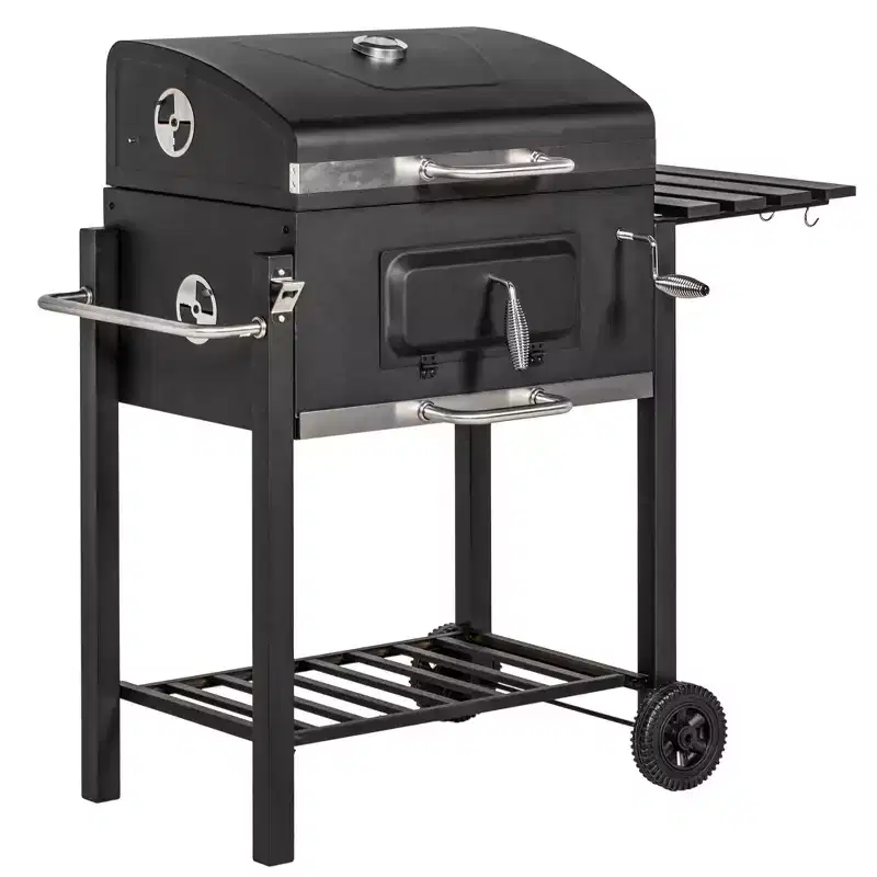 TUYOHW 21Portable Charcoal Grill with Wheels&Bottom Shelf ,BBQ Smoker Griller with Adjustable Vents on Lid for Picnic,Parties,Camping&Backyard,Black