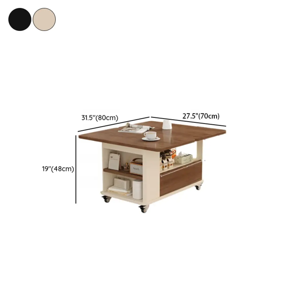 Versatile Elegant Modern Wooden Side Table with Wheels