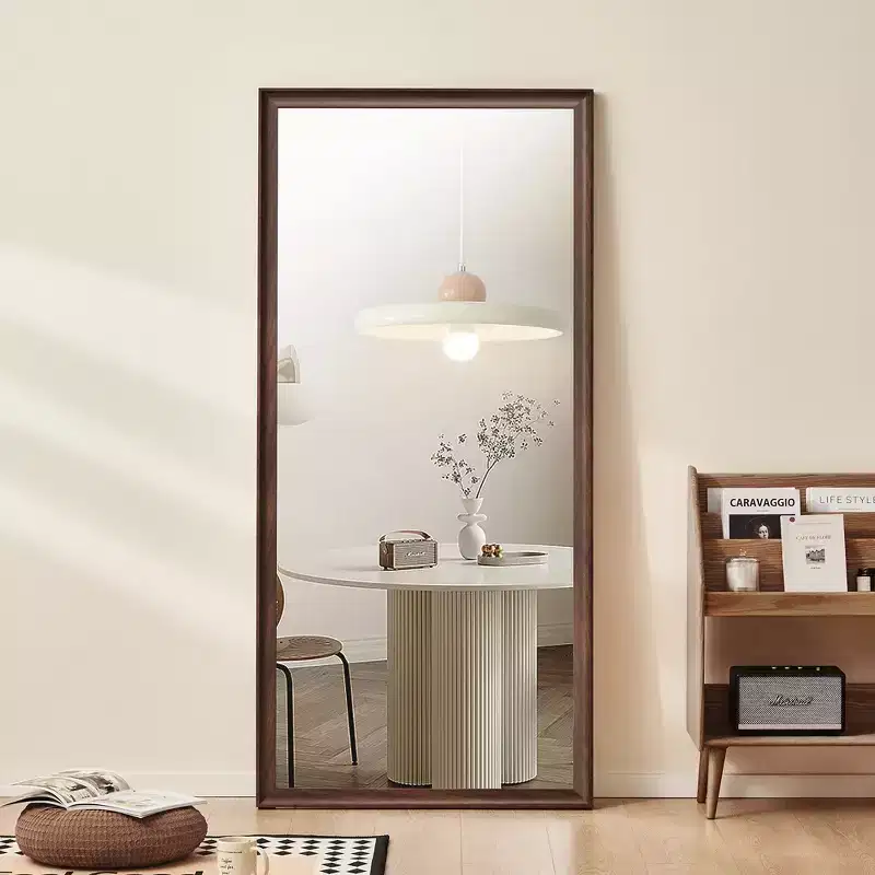 Whisen Full-Length Floor Standing or Wall-Mounted Mirror with Wood Frame, 32*70