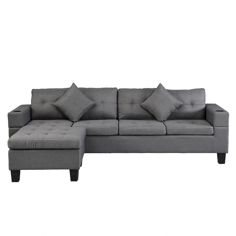 Modern 4-Seat L-Shaped Sectional Sofa with Lounge Chaise