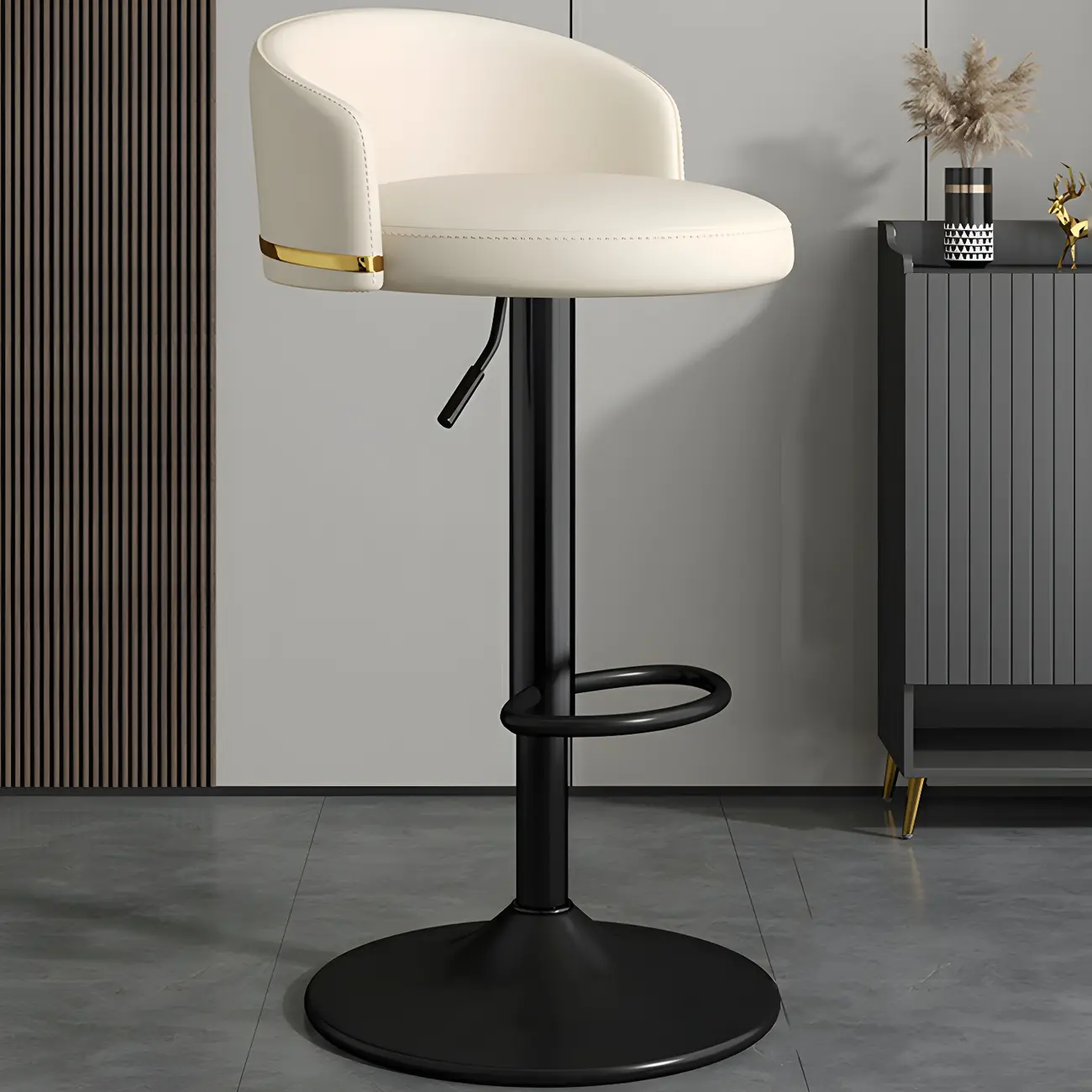 24 Inch Faux Leather Bar Stool Height Adjustable Modern