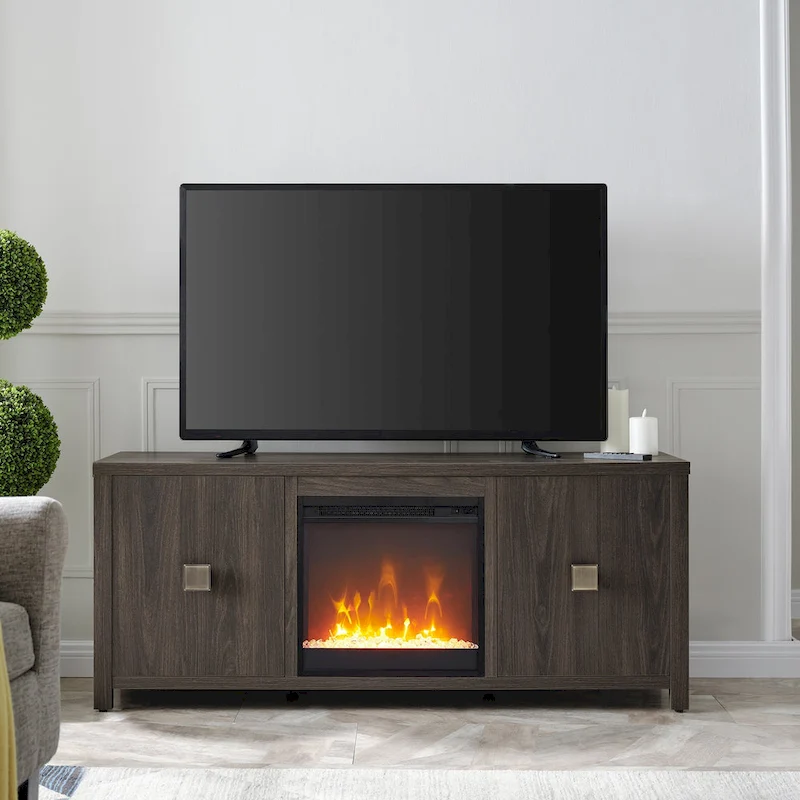 Juniper 58 TV Stand with Crystal Fireplace Insert