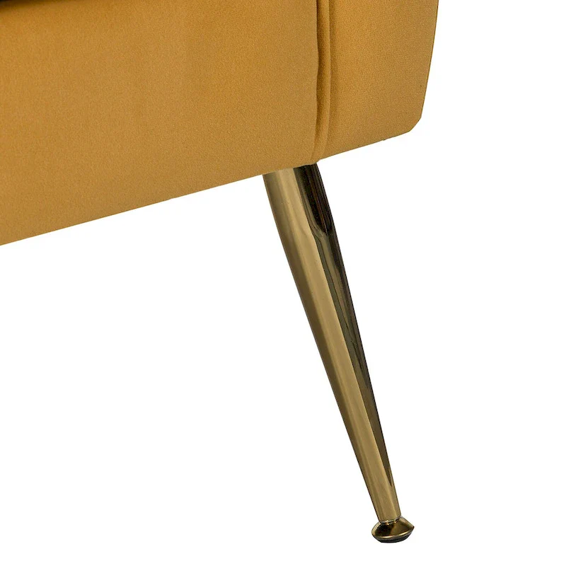 Velvet Tufted Accent Armchair with Gold Metal Legs – 250lbs Capacity