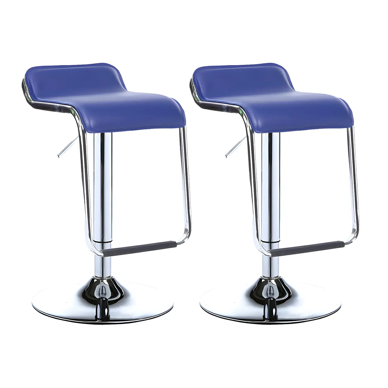 Modern Pedestal Swivel Bar Stool Adjustable Height Low Back Faux Leather