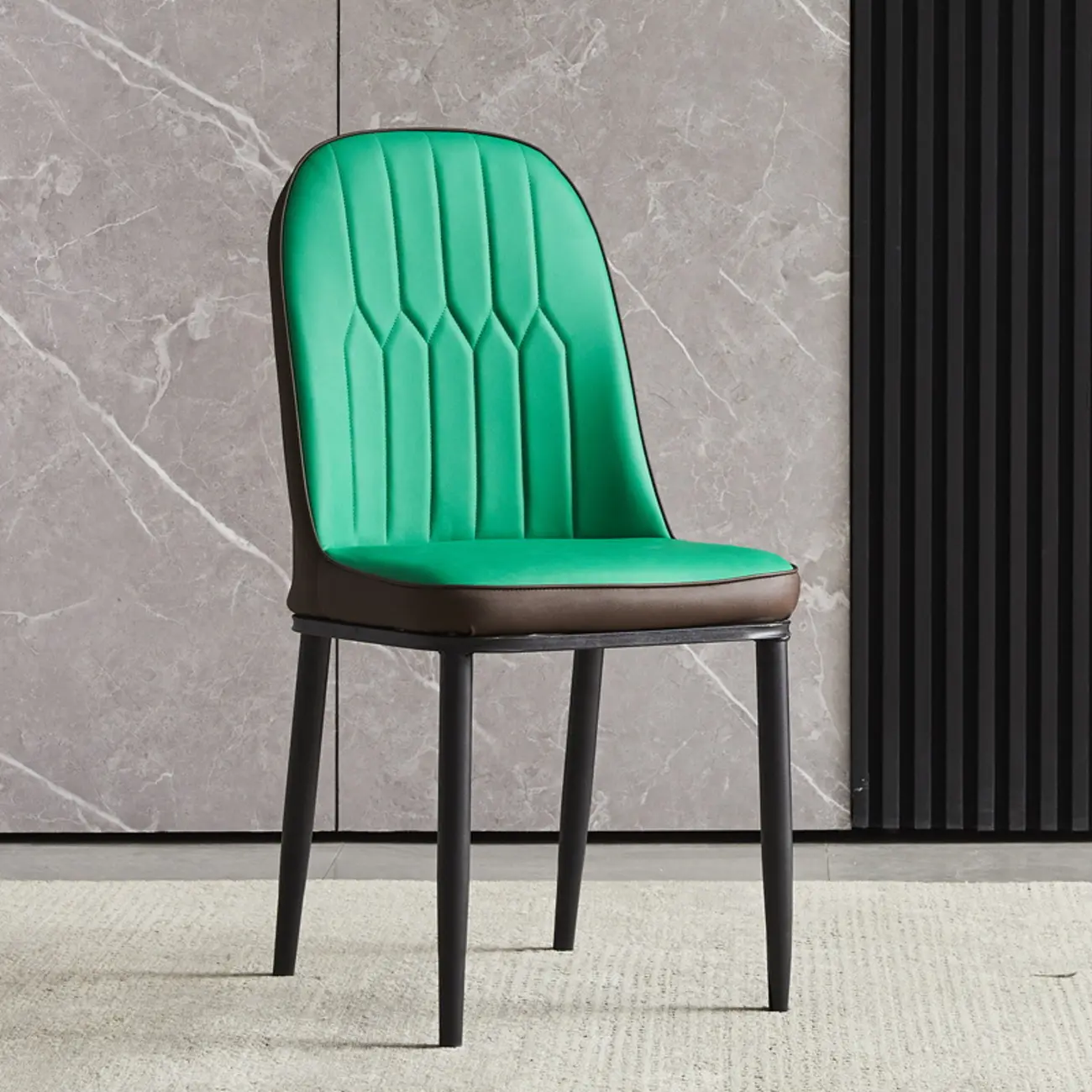 Modern Leather Upholstered Dining Chair with High Back