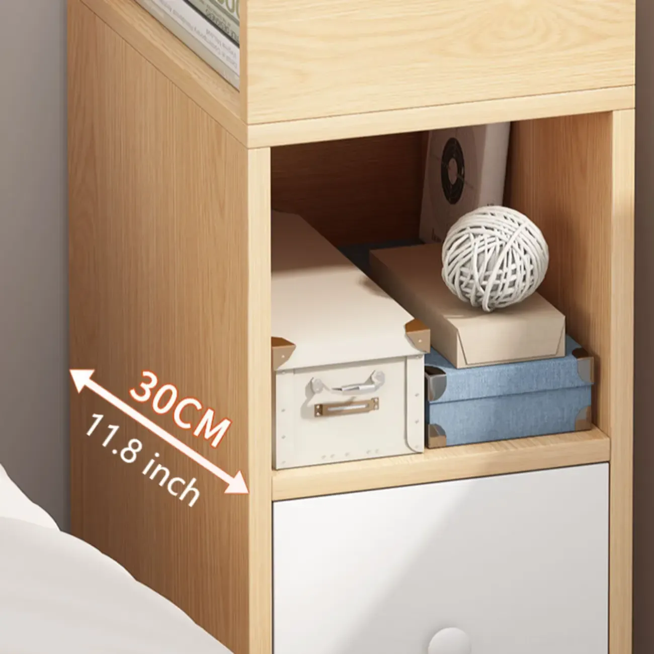 Natural Finish Casual Engineered Wood 3 Drawer Nightstand