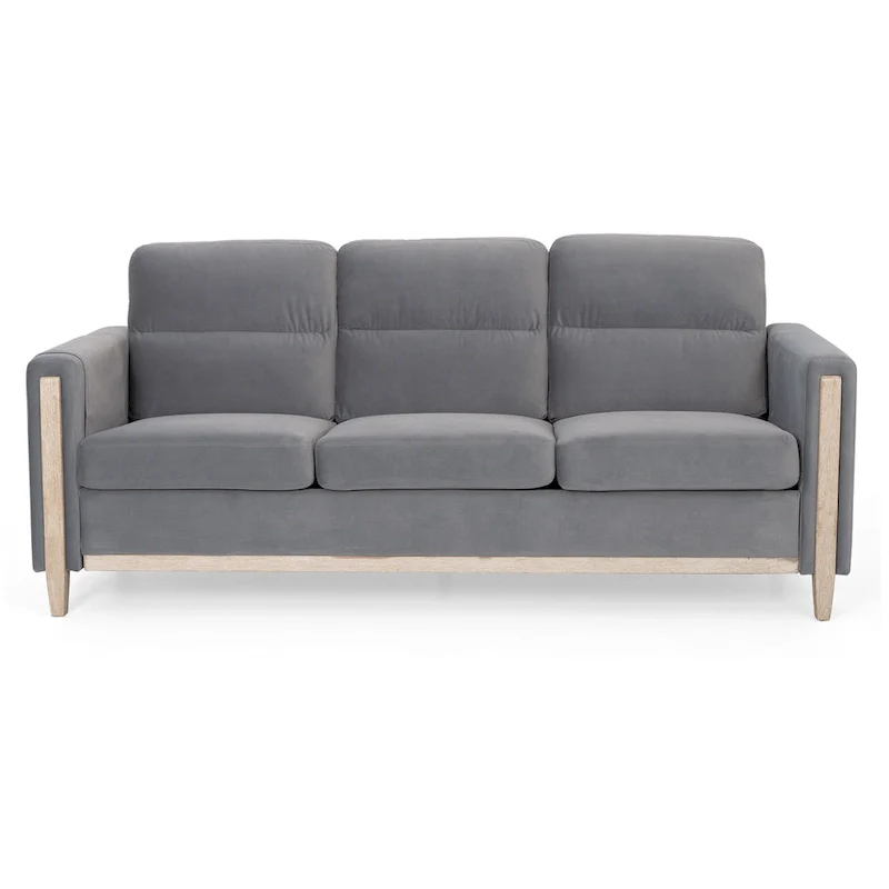 Larb Modern Solid Wood Three-Seater Sofa Couch by Christopher Knight Home