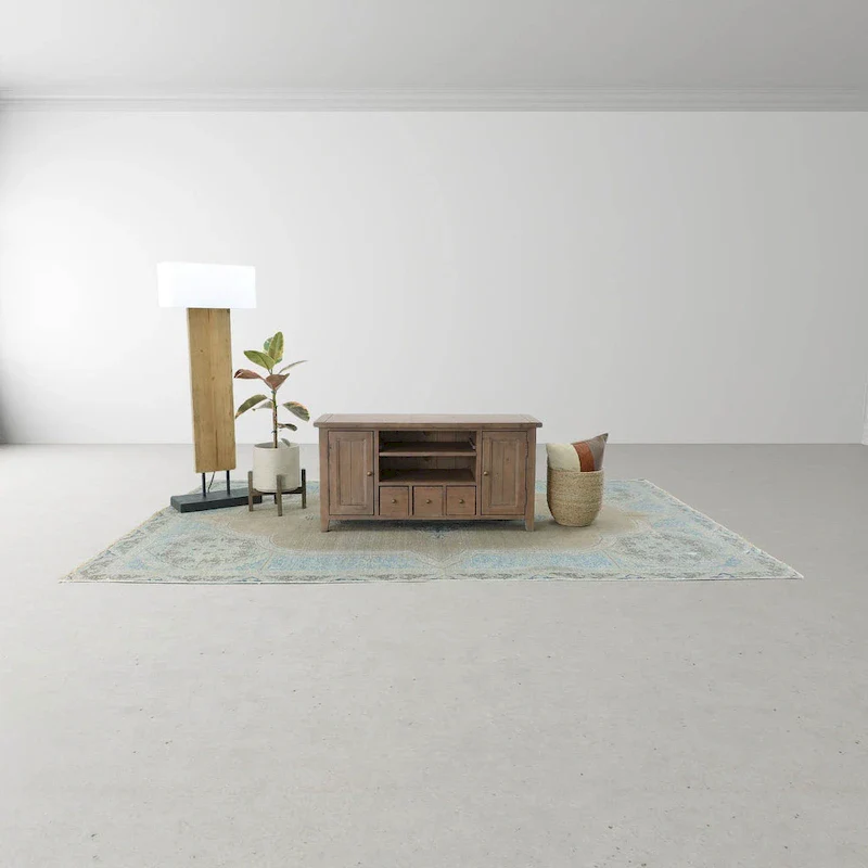 47 Wide Small Media Unit, Light Brown