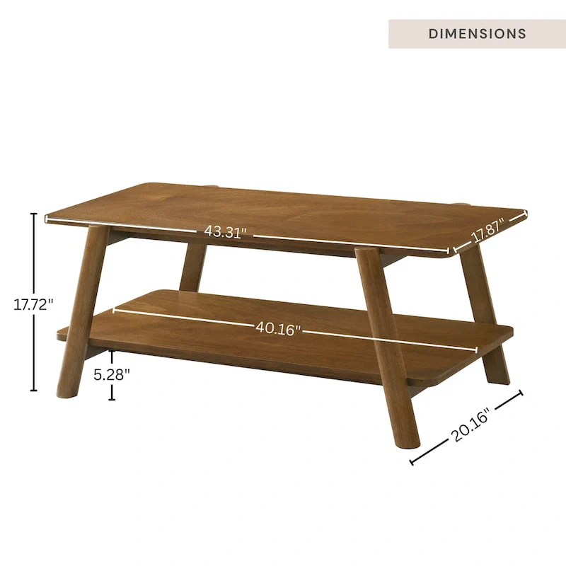 Mid-Century Modern Wood Shelf Coffee Table