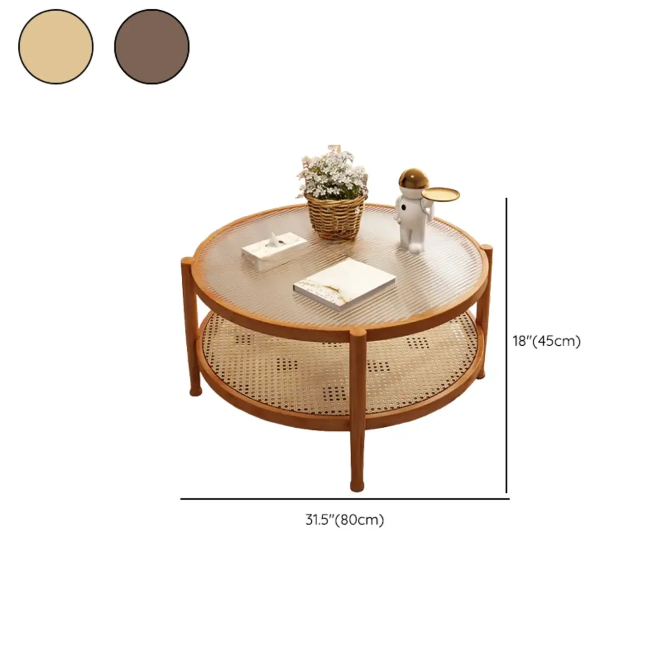 Modern White Rectangle Glass Coffee Table with Shelf