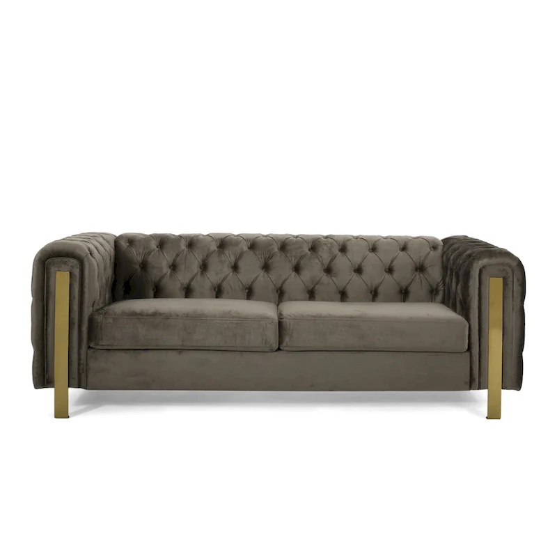 Keyser Modern Glam Tufted Velvet 3 Seater Sofa - 83.75  L x 34.50  W x 27.25  H