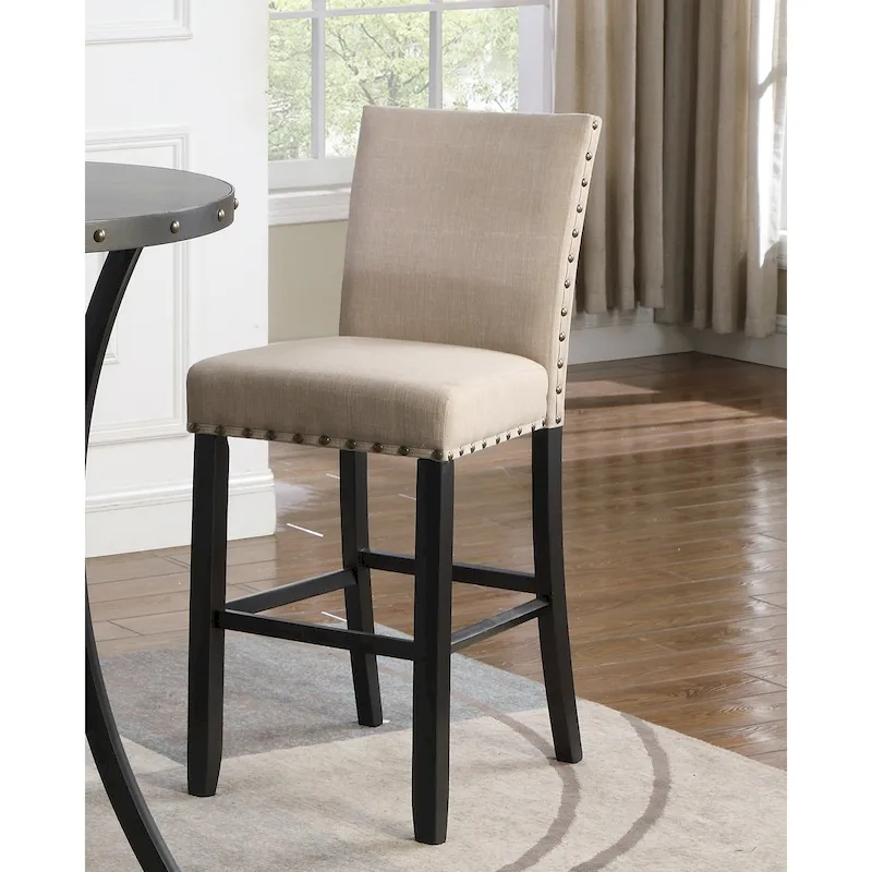 Roundhill Furniture Biony Fabric 29 Bar Stools with Nailhead Trim (Set of 2)