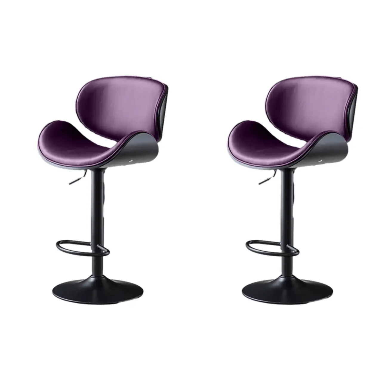 Arched Blackish Green Leather Swivel Adjustable Bar Stool