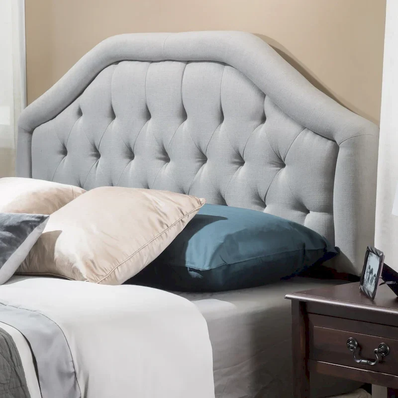 Adjustable Tufted Headboard, Full/Queen – Grey / Light Grey / Beige / Light Beige