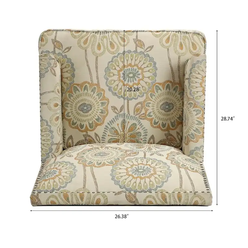 Fabric Upholstered Accent Chairs with Wood Legs
