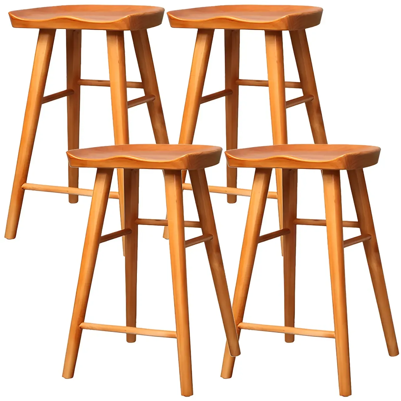 Counter Height Backless Wooden Industrial Bar Stools