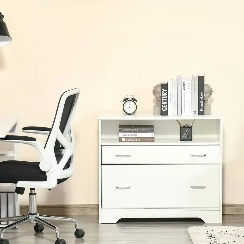 2-Drawer File Cabinet with Hanging Rail, Lockable Office Storage for Letter/Legal Files