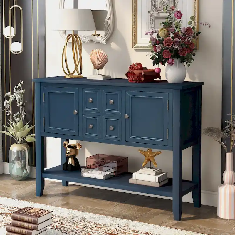 Modern Buffet Sideboard Console Table with Bottom Shelf