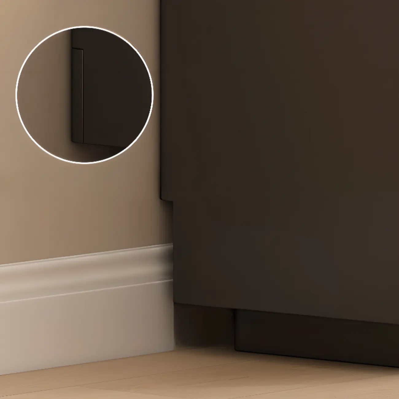 LED Light Wooden Glass Black Sideboard with Drawers Shelves