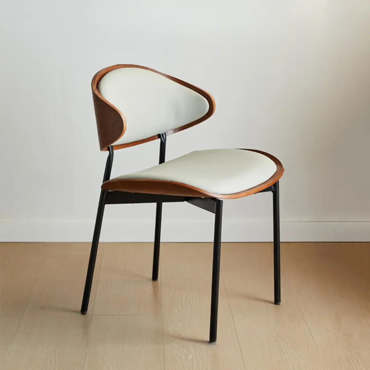 Black Leather Seat Curved Back Dining Chair