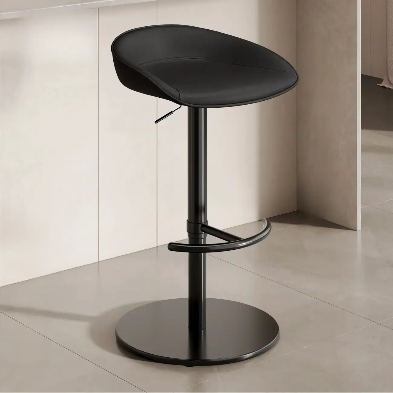 Industrial Modern Pedestal Leather Bar Stools