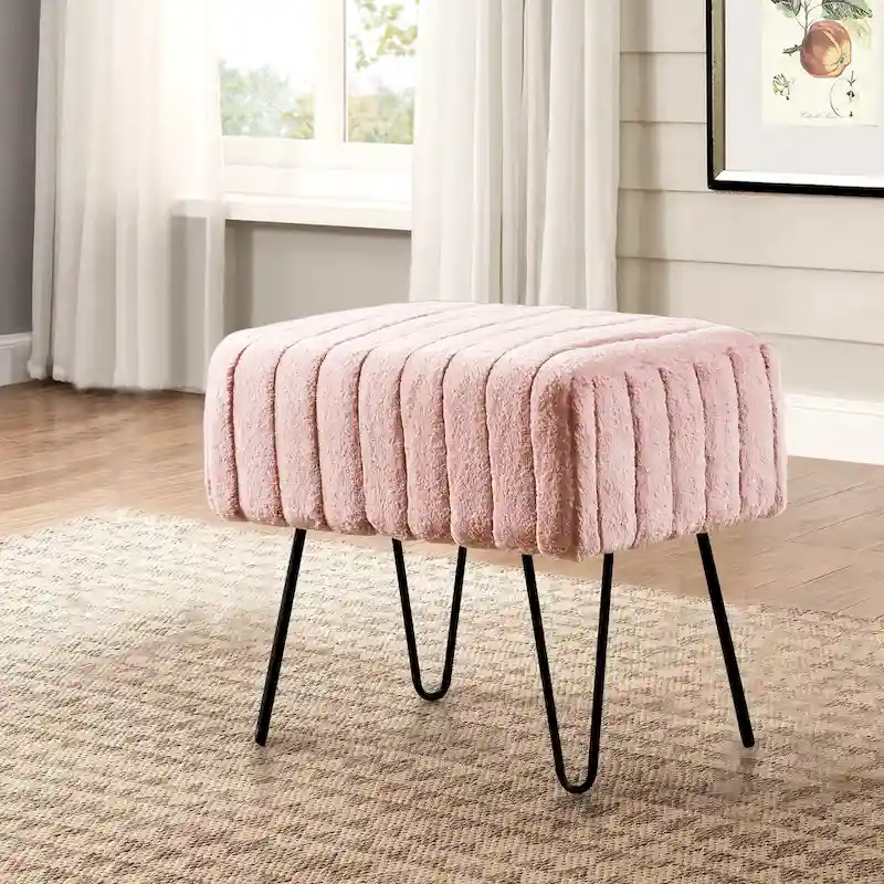 Serenta SuperMink Fauxfur Ottoman Bench