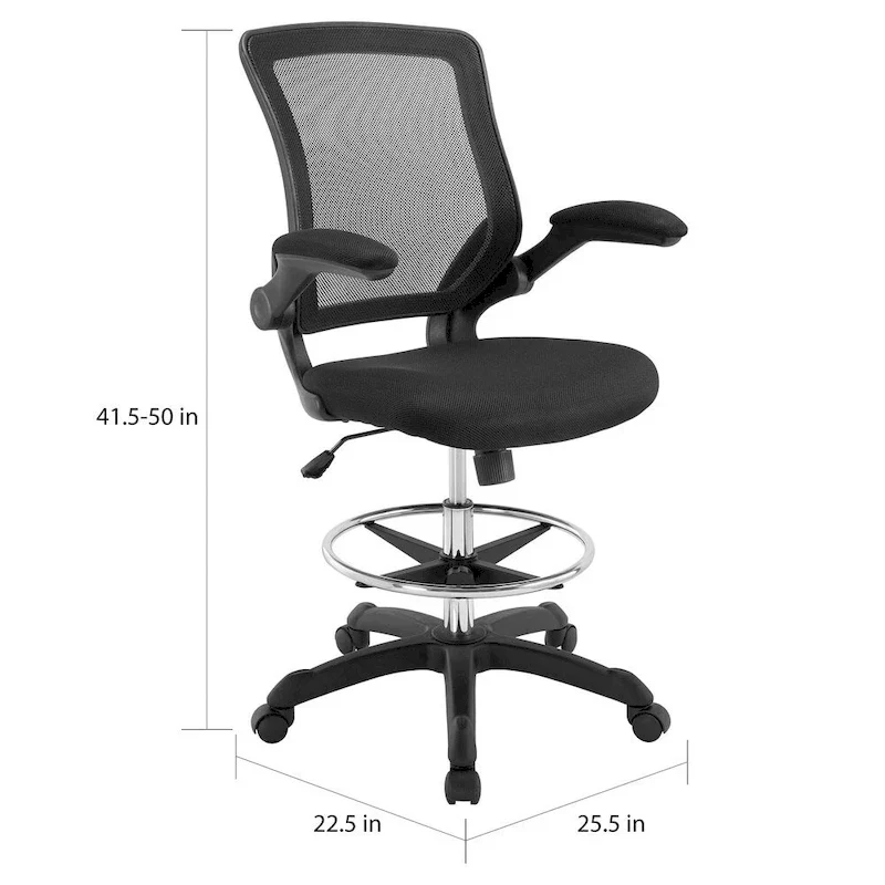 Adjustable Height Drafting Chair with Mesh Back & Rolling Casters