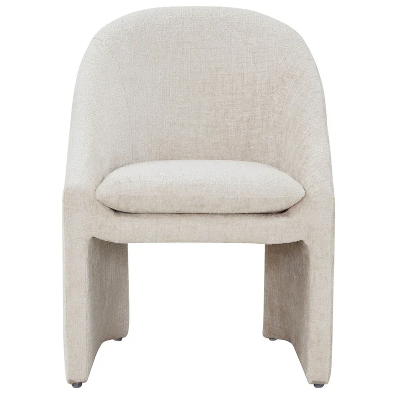 Cream Chenille Upholstered Dining Chair - Single Seat