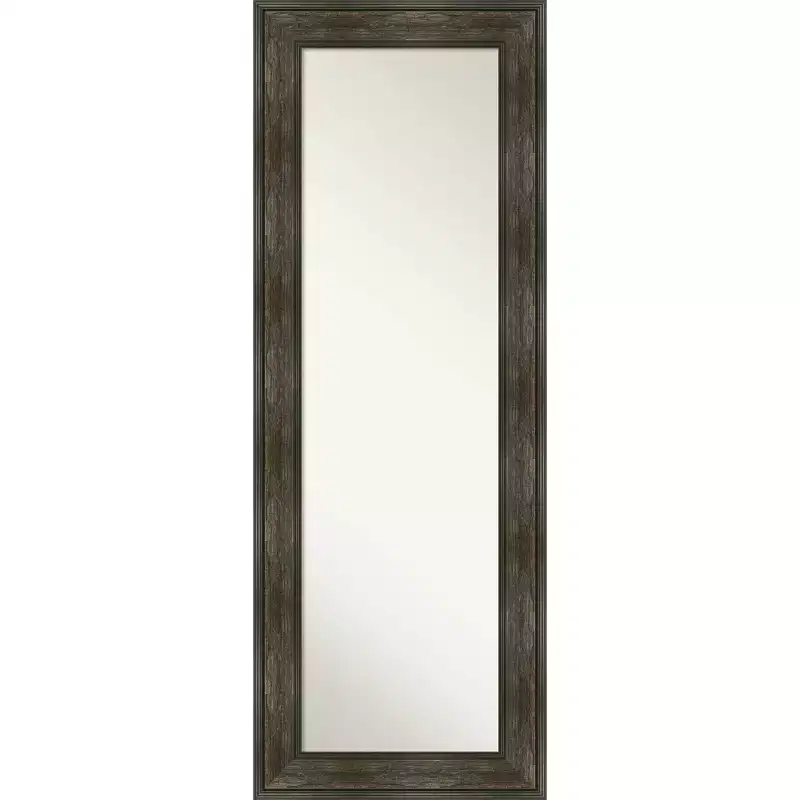 20" x 54" Non-Beveled Rail Rustic Char Full Length on The Door Mirror - Amanti Art: Polystyrene Frame, Includes Mounting Hardware