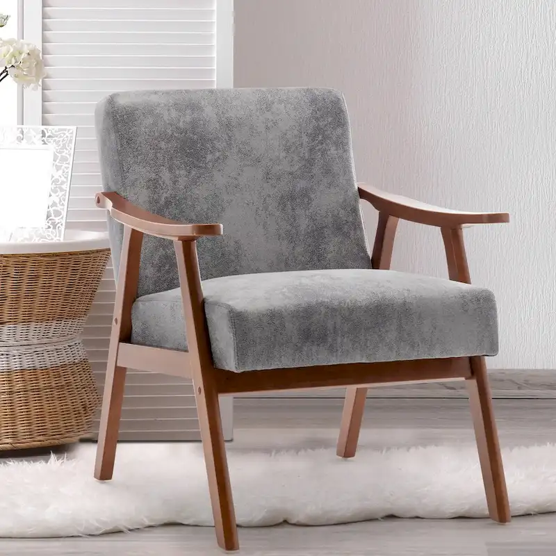 Mid-Century Modern Chair, Living Room Chair with Solid Wood Frame