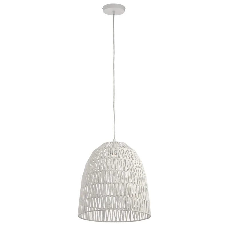 Penelope River of Goods White Woven Hemp Rope Dome Shade Pendant Light - 15  x 15  x 18/66