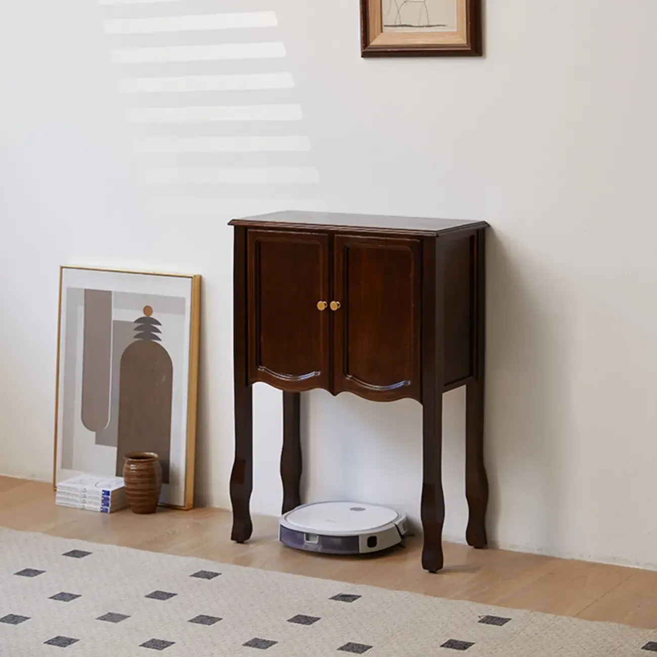 Traditional Brown Wooden Console Table with Drawers