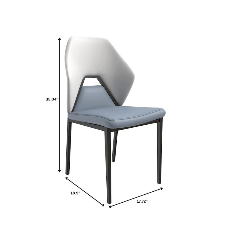PU Leather Dining Chair – Brown/Grey/Blue Grey/Green Blue/White, Iron Legs, Single